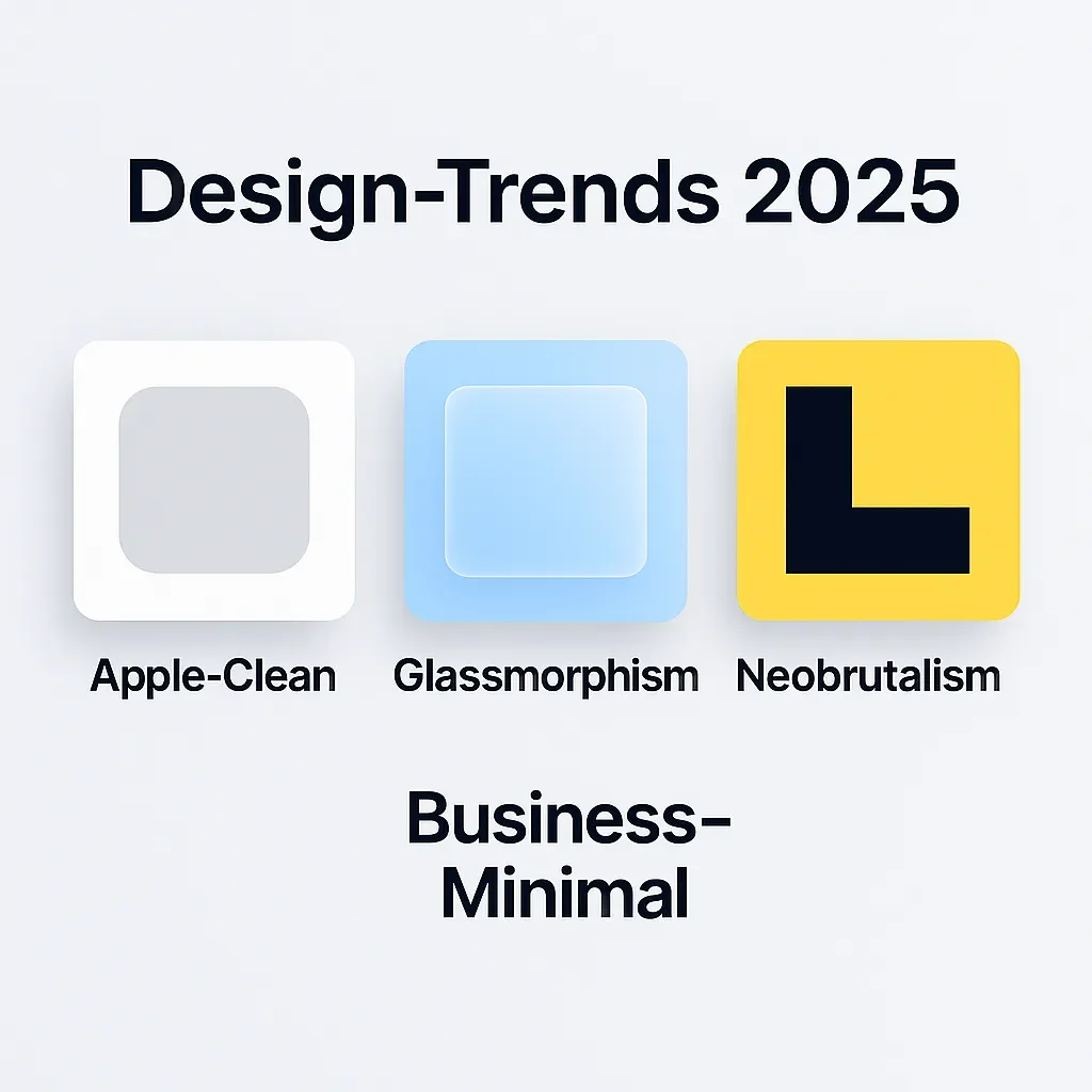 Design-Trends 2025: Apple-Clean, Glassmorphism, Neobrutalism & Business-Minimal