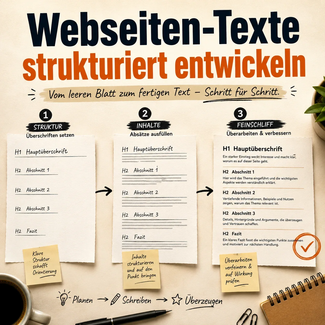 Webseiten-Texte strukturiert entwickeln